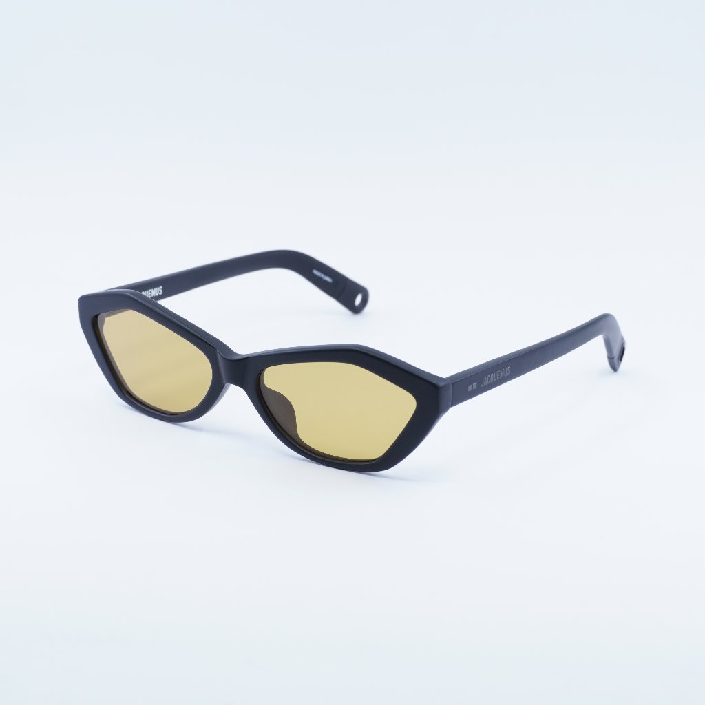 Jacquemus Bambino Jac/42 C6 Sunglasses Shiny Black Cat Eye Frame, Brown Lenses